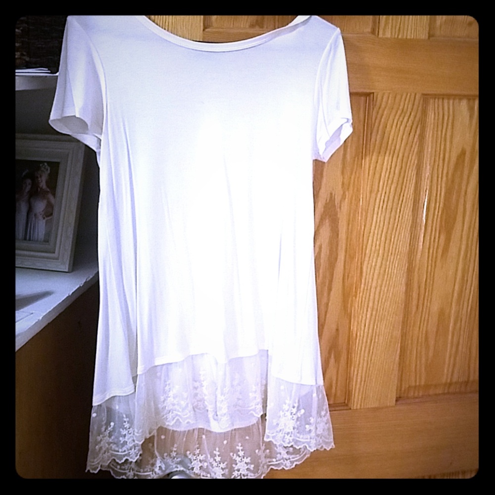White, tunic t-shirt (S), from LEN